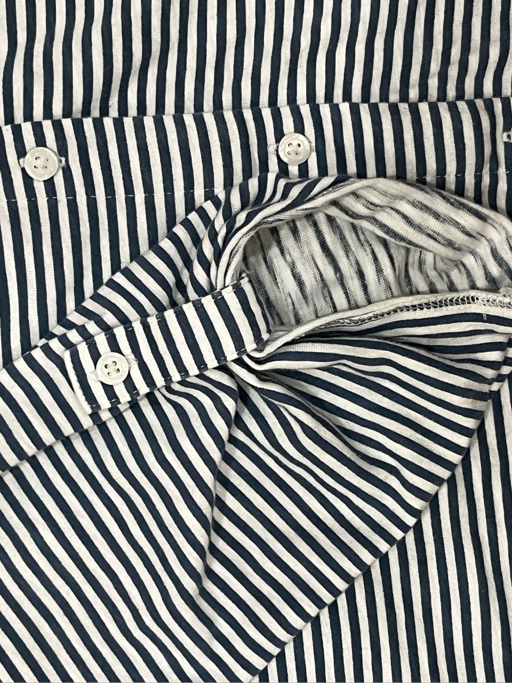 croft & barrow Navy and White Striped Button-Down Shirt MP - Picture 3 of 6